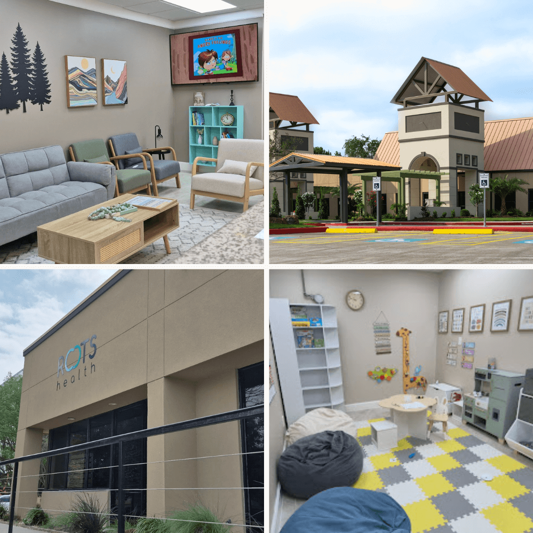 Map of Roots Health Connected Care clinics including Corpus Family Practice in Corpus Christi, plus partner clinics across Houston, Pasadena, La Porte, Texas City, and Pearland.
